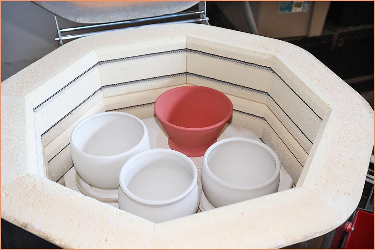 a picture of greenware and a glazed piece