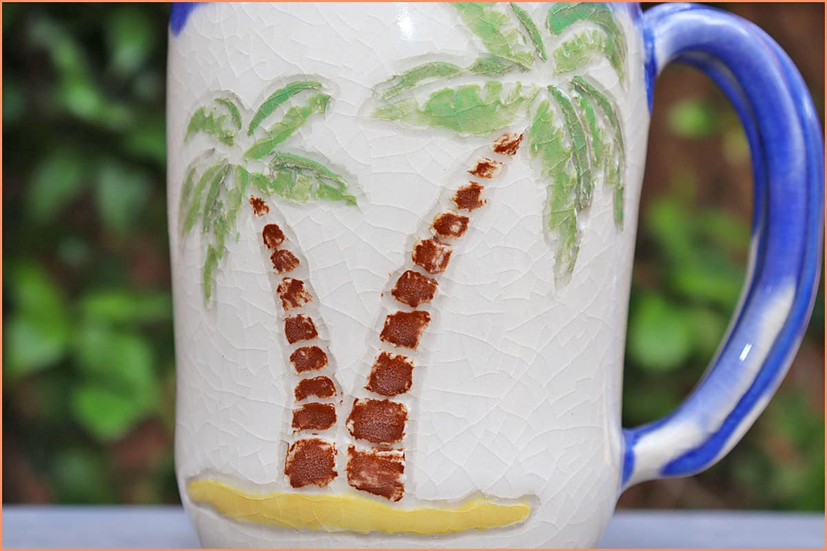 Picture crazed glaze palm trees