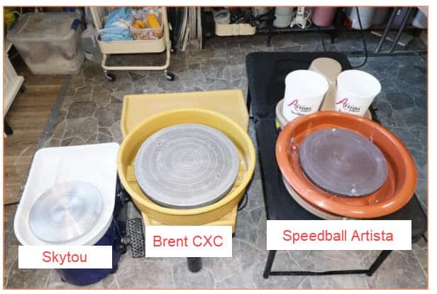 an image of 3 pottery wheels