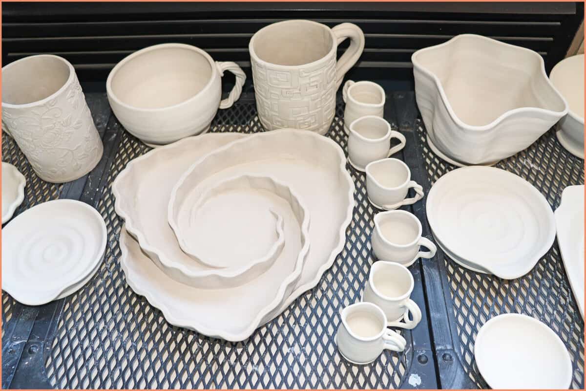Image of bone-dry greenware pottery